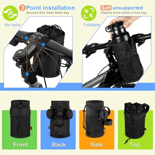 Ultra Thin Bike Water Bottle Holder for Handlebar 24-32 oz Bike Cup Holder with Removable Fastener Straps Bike Bottle Holder for Mountain Bike, Road Bike, eBike, Scooter - color: 24-32oz, Lightweight Black