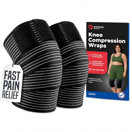 Elastic Knee Compression Wrap Bandage Knee Wraps for Pain, Small 59 Inch - size: Small (Pack of 2)