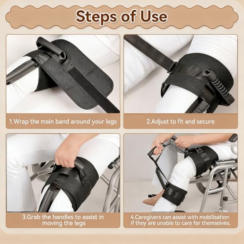 Leg Lifter Strap, 4 Handles, Thigh Lifter for Hip Knee Replacement