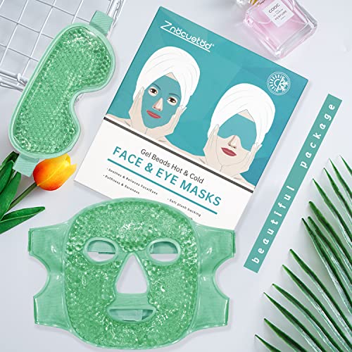 ZNÖCUETÖD Cooling Mask Ice Pack for Face Eye, Hot Cold Compress for Face - color: Green-#2