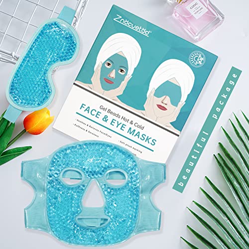 ZNÖCUETÖD Cooling Mask Ice Pack for Face Eye, Hot Cold Compress for Face - color: Blue-#2