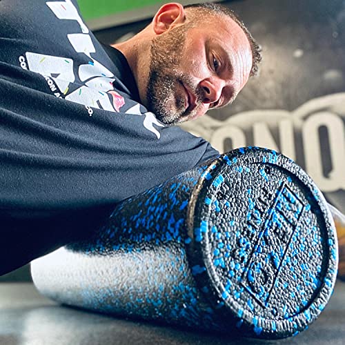 High-Density Round Foam Roller for Muscle Soreness Recovery, Exercise, Massage - 18", 24", 36" Blue Fleck (36 Inch)