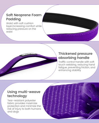 Hands Free Dog Leash, Multifunctional Crossbody Dog Leash - color: Purple, size: Large-5.9-9.5ft