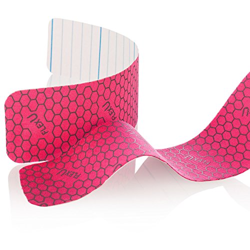 FlexU Kinesiology Tape - Pink, Bulk Pack (140 Pre-Cut Strips, 35m) - Athletic Support Tape for Knee, Shoulder & Wrist - Waterproof, Latex-Free, Hypoallergenic - color: Pink Pre-cut