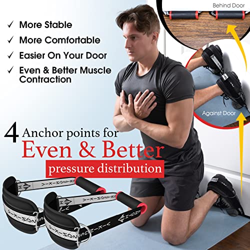 Vikingstrength VOL 2 Nordic Hamstring Curl with Extra Long Straps - Super Stability, Nordic Curl Home Equipment, glute, Hamstring, Speed and Exercise Handles, Ankle Straps and V-Strength Workout App