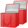 BALEINE Insulated Reusable Grocery Bags with Zippered Top, Large Cooler Bag - color: Bright Red, size: 2 Pack