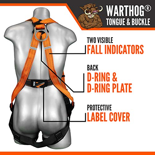 Malta Dynamics Warthog Safety Harness for Construction – Fall Protection Harness with Back D-Ring, Fall Indicators, & Chest and Leg Buckles, OSHA & ANSI Compliant (3XL) - size: 3X-Large