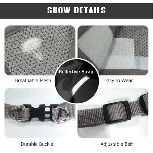 FEimaX Dog Harness and Leash Set for Walking, Soft Mesh Adjustable Easy Control Lightweight Cat Vest Harnesses with Reflective Strips, Escape Proof Small Dogs Cats Vests (Grey, X-Small) - color: Grey, size: X-Small