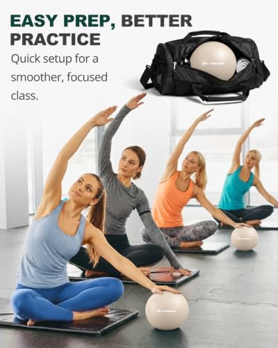Trideer 9 Inch Pilates Ball with Inflation Straw, Small Exercise Yoga Ball - color: Oat Beige