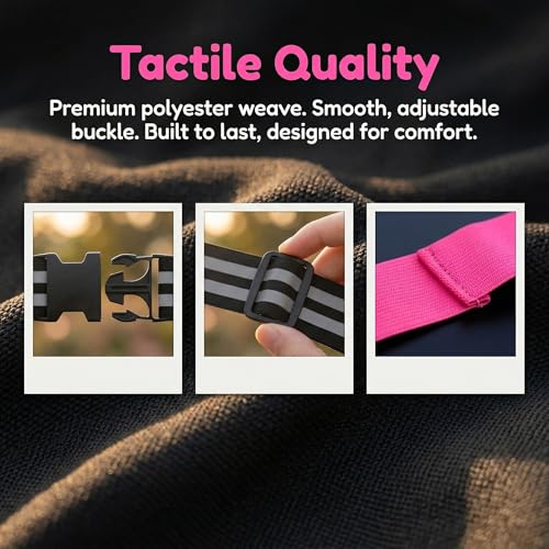 Little World Reflective Belt, Reflective Running Gear Elastic Reflective Sash - color: Pink, Black