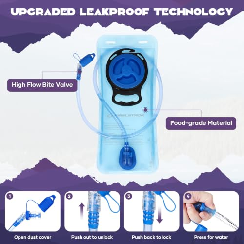 Maelstrom Lightweight Hydration Hiking Backpack with 2L/3L Water Bladder - color: 5.Purple, size: 2L Bladder
