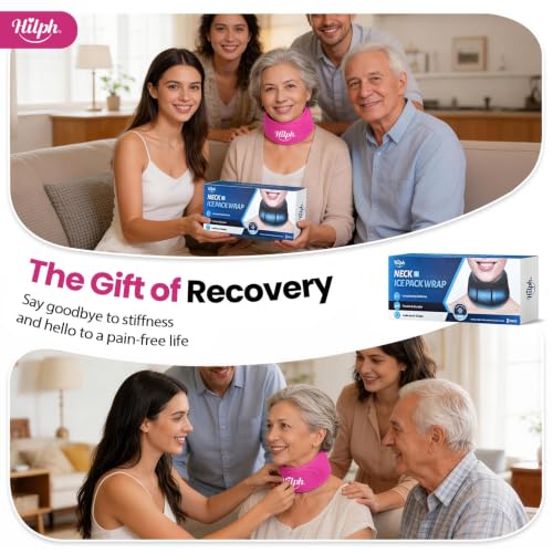 Hilph Neck Ice Pack Wrap, 45-Min Cooling for Tonsillectomy & Sore Throat - color: Red