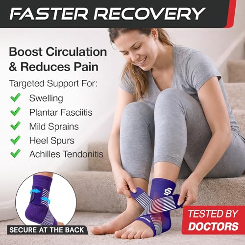 Sleeve Stars Ankle Brace Men & Women Support (Single/S:9"-10"/Dark Purple) - color: Dark Purple, size: Small