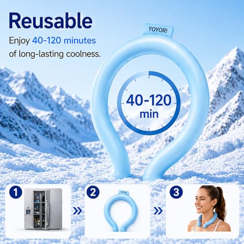 Neck Cooling Tube Wraps, Reusable Ice Ring Neck Cooler for Hot Weather - color: Blue