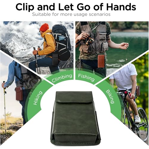 Holster for iPhone 17, 17 Pro, 16, 16 Pro, 15, 15 Pro, 14, 14 Pro, 13, 13 Pro, 12, Galaxy S25, S24, S23, Premium Leather Pouch with Belt Clip Phone Holster Belt Case, Green -M - color: Green, size: Medium