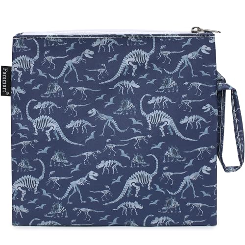 Fammart Reusable Sandwich Bag/Snack Bag for Kids & Adults, Dual Layer Lunch Bag with Handle, Washable, Food Safe, BPA Free (1-Pack, Dinosaur Fossil) - color: Large, 1 Pack - Dinosaur Fossil