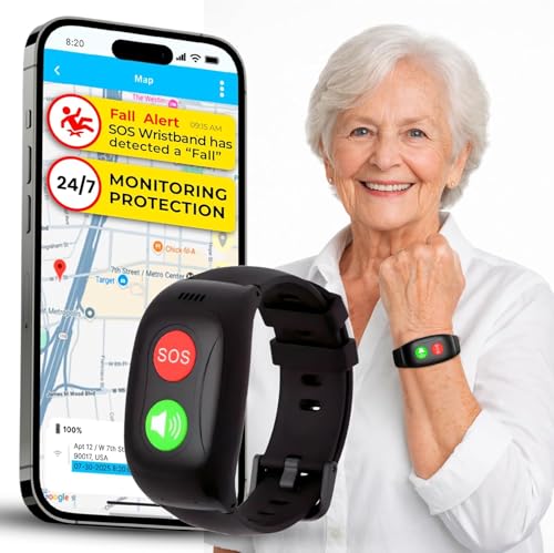 SecuLife SOS Wristband for Seniors with Fall Detection — Alerts Go Direct to Family, No Call Center | One-Button Simplicity, GPS Tracking, Geofencing, 2-Way Calling, Waterproof Medical Alert