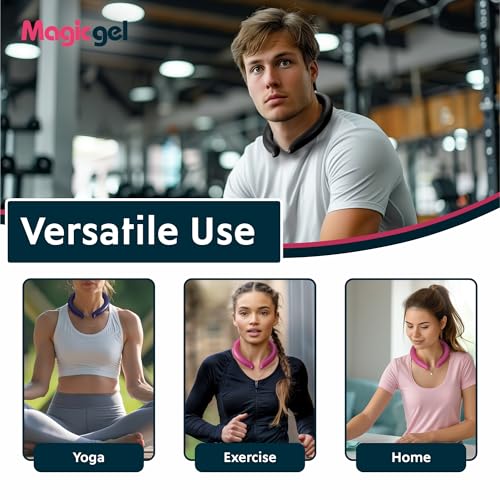 Magic Gel Neck Ring Coolers - Wearable Cooling Ice Pack for Necks - Reusable Cool Body Cooler Tube - Cold Gel Wrap Ice Packs Perfect for Outdoor Use - Pack of 2 - Navy and Pink - color: Navy and Pink