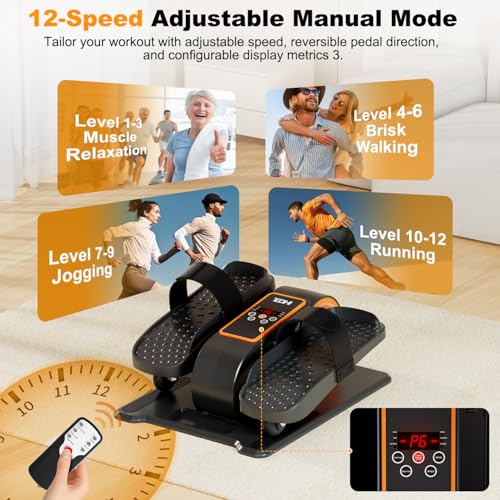 TDH Under Desk Elliptical Machine Leg Exerciser Electric - color: Orange-Black