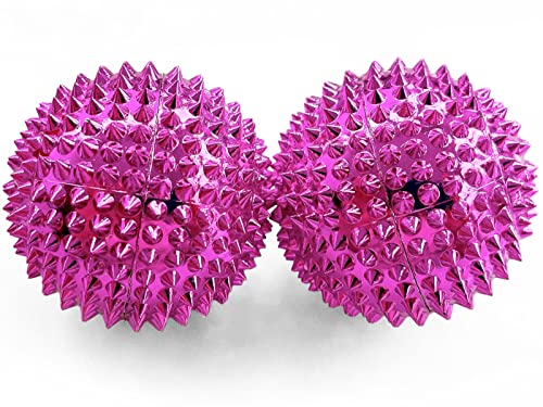 2X Spiky DBT Skill Balls | Magnetic Stress Relief Balls | Spiky Massage Balls for Relaxation, Tension Release, Focus & Mobility (Pink, 2 Inch) - color: Pink, size: 2 inches
