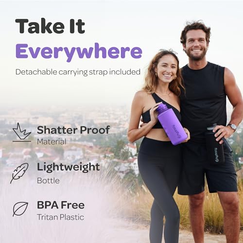 Hydracy 2L Large Water Bottle, Shatterproof, BPA Free Tritan Plastic, Leakproof, Zero Condensation, With Detachable Carry Strap, Spillproof Lid, Convenient Silicon Spout, Recommended for Gym, Yoga - color: Berry Blue, size: 64 oz