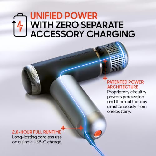 Sharper Image Powerboost Compact Heat & Cold Therapy Percussion Massage Gun - color: Black