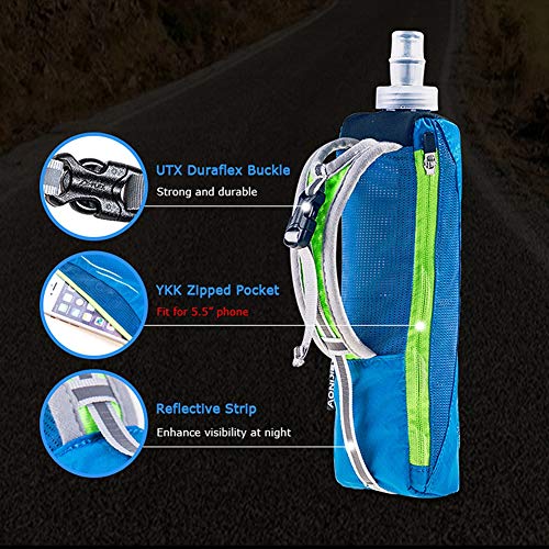 AONIJIE Running Water Bottle Handheld Hydration Pack with 500ml Soft Flask - color: Blue