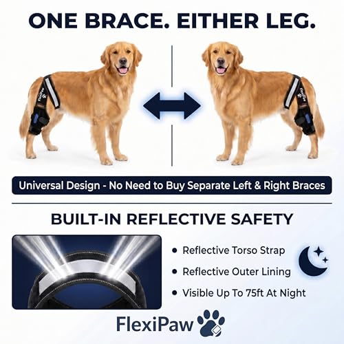 Dog Knee Brace for Torn ACL and CCL, Rear Hind Leg Brace for Dogs, Back Leg Support for Cruciate Ligament Tears, Cold Therapy Gel Pack, Removable Stabilizer Rods, Torso Strap, Large - size: Large