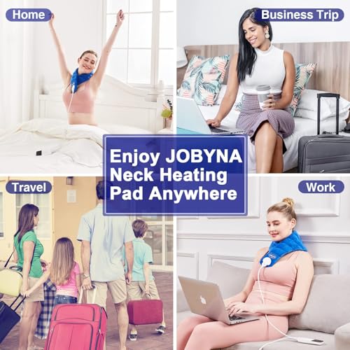 JOBYNA Neck Heating Pad, Hands-Free Electric Heated Neck Wrap for Neck Pain Relief, Upgraded Fast Neck Heat Pad, 10-90min Timer with Countdown, 86-158℉ Adjustable Temperature (Universal Size)