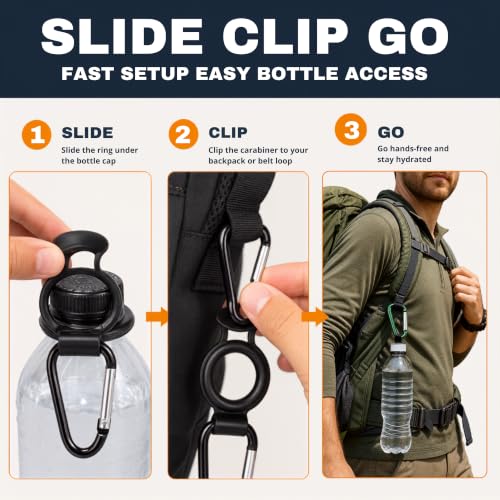 Iconikal 2-Pack Plastic Water Bottle Holder Rubber Grip Aluminum Carabiner