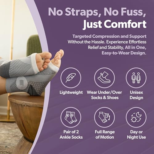 BraceAbility Neuropathy Socks (Pair) - Peripheral Neuritis Compression Diabetic Toeless Foot Sleeves for Nerve Damage Pain in Feet, Ankle Gout, Plantar Fasciitis Relief Brace for Men and Women (Lilac - Standard - 1 Pair, Medium) - color: Lilac - Standard