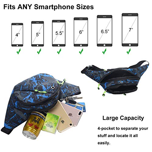 Ausion Fanny Pack Waist Bag for Men&Women Adjustable Belt Hip Bum Bag Fashion Water Resistant Hiking Waist Bag for Traveling Casual Running Hiking Cycling - color: Blue