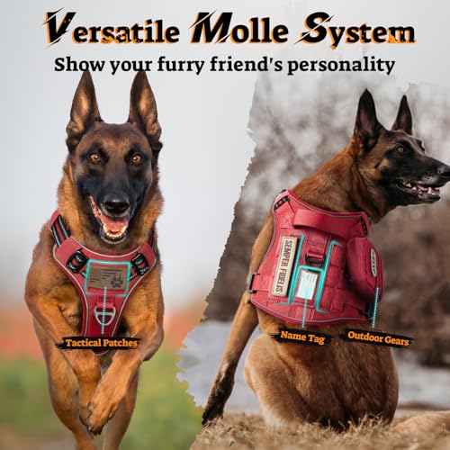 rabbitgoo Tactical Dog Harness for Large Dogs, No Pull Service Pet Vest - color: Red, size: Xl(chest:23.6"-41.8",neck:21.7"-32.3",back:9.1")