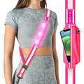 Fokia Kunbio LED Reflective Belt Sash for Walking at Night,Running Safety Gear LED Light Up Running Belt for Runners Walkers - color: Pink