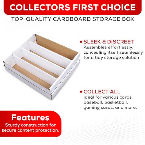 (3) Premium 3200 Count Trading Card Storage Box 4 Row Monster Cardboard Box - 200 Pound Test Strength - Baseball Card Storage Box - 3 Boxes - MADE IN USA