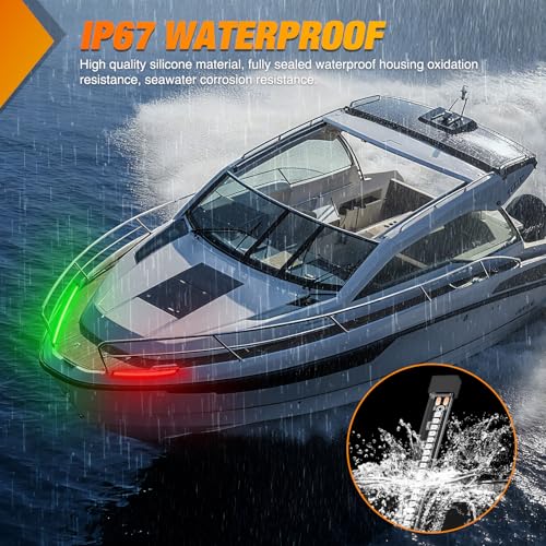 Nilight Boat Light Strip 2PCS 13" 66 LED Red Green Navigation Marine Lights - color: 66LED Light Strip-2Pcs