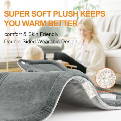 Heating Pad for Neck and Shoulders and Back, Mothers Day Gifts for Mom Wife Grandma, Birthday Gifts for Women, Weighted Neck Heating Pads, Large Heat Pad, 6 Heat Settings 4 Auto-Off, 17"x23" Steely - color: Steely