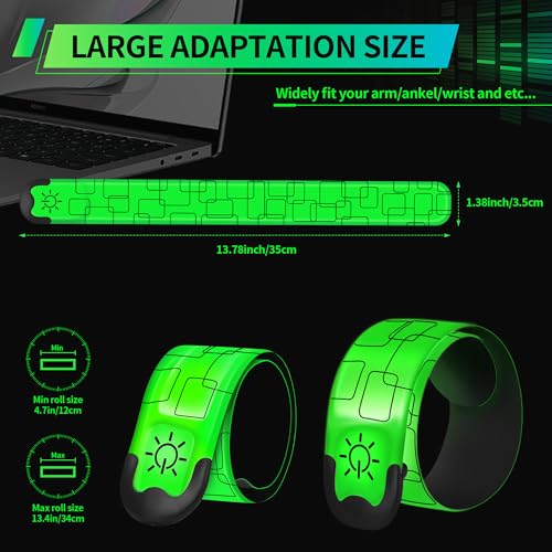 2PCS LED Armband Rechargeable for Running and Walking at Night Safety Gear - color: Green