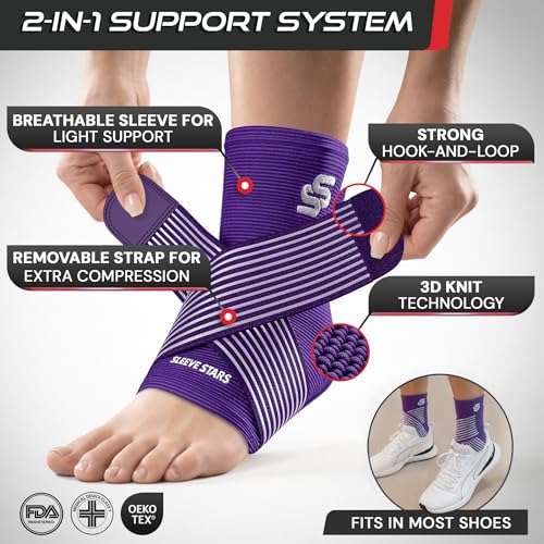 Sleeve Stars Ankle Brace Men & Women Support (Single/S:9"-10"/Dark Purple) - color: Dark Purple, size: Small