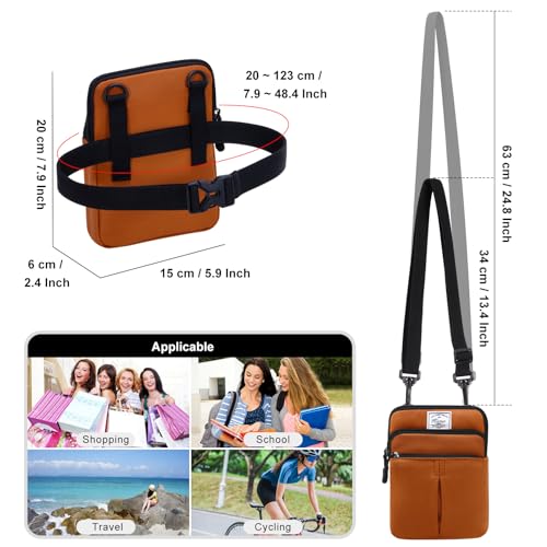 KAMO Multifunction Phone Waist Bag - Diagonal Crossbody Purse for Women & Men - color: Brown