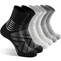 IRAMY Compression Ankle Support Crew Socks Men Women Wicking Plantar Fasciitis Relief Running Hiking Socks 3 Pairs - color: Black+white+light Grey-3 Packs, size: Large