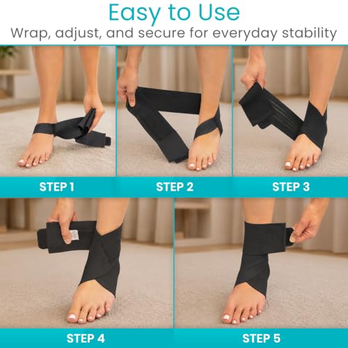 Vive Ankle Wrap (2 Pack) - Strap Heel Brace Stabilizer for Sprained Foot - color: Black