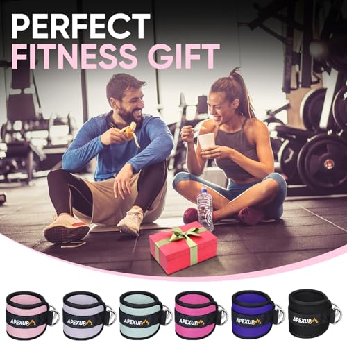 APEXUP Ankle Strap for Cable Machine, Ankle Resistance Bands, Cable Kick Back Ankle Straps for Gym, Glute Workouts, Leg Extensions, Adjustable Straps with Neoprene Padding - color: Black, style: Single