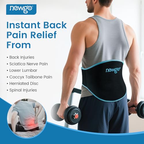 NEWGO Gel Ice Pack for Back Injuries and Pain Relief, 2 Pack Lower Back Ice Pack Wrap for Hot Cold Therapy, Lumbar Surgery, Sciatica, Herniated Disc, Coccyx Tailbone Pain - Black - size: Gel Pack