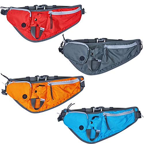 Blueberry Style Orange Bumbag Waist Bag Fanny Pack for Walking Running - Built-in Poop Bag Holder, Dog Treat Pouch, Adjustable Waistband, and Bottle Holder - color: 1 Pack Waist Bag - Orange
