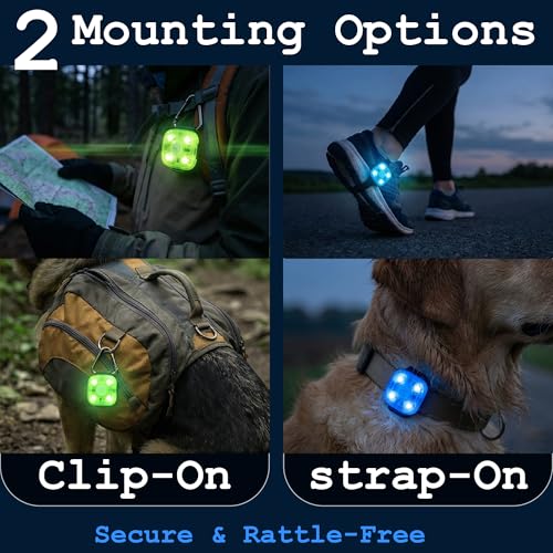 Dog Collar Light, Rechargeable LED Dog Safety Light for Night Walking, Clip-On or Strap-On Pet Light for Collar, Harness and Leash, High Visibility, Water-Resistant, USB-C, Red - color: Red