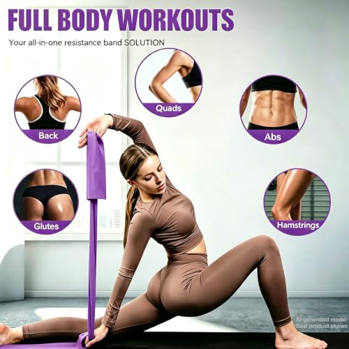 Long Resistance Bands for Working Out, Physical Therapy, Yoga & Pilates - color: Purple