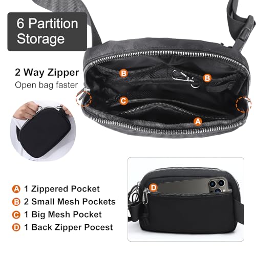 Mini Belt Bag for Women, RFID Small Fanny Pack, Womens Fashion Waist Packs with Extender Strap, Crossbody Bum Bags - color: J01-black