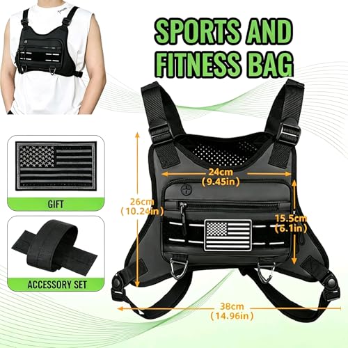 Running Chest Bag Tactical Running Vest with Pistol Holster Versatile Motorcycle Chest Pouch CCW Chest Pack