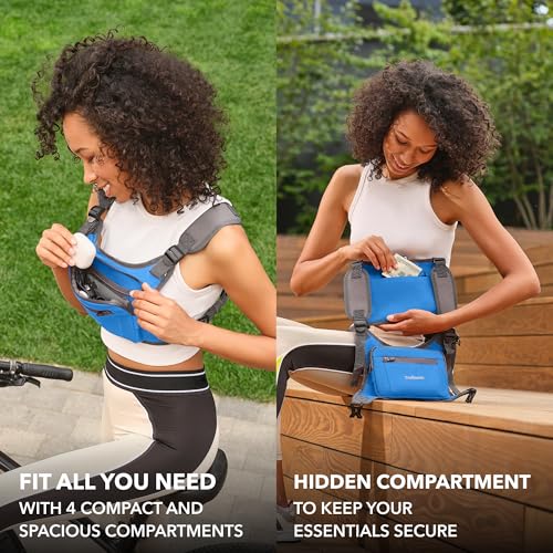 Running Chest Pack, Reflective Vest, Water Repellent, Phone Holder, Workout Bag for Runners, Cycling, Biking, EDC Pouch, Jogging Carrier, Hidden Pocket, Men & Women, Lightweight - color: Blue